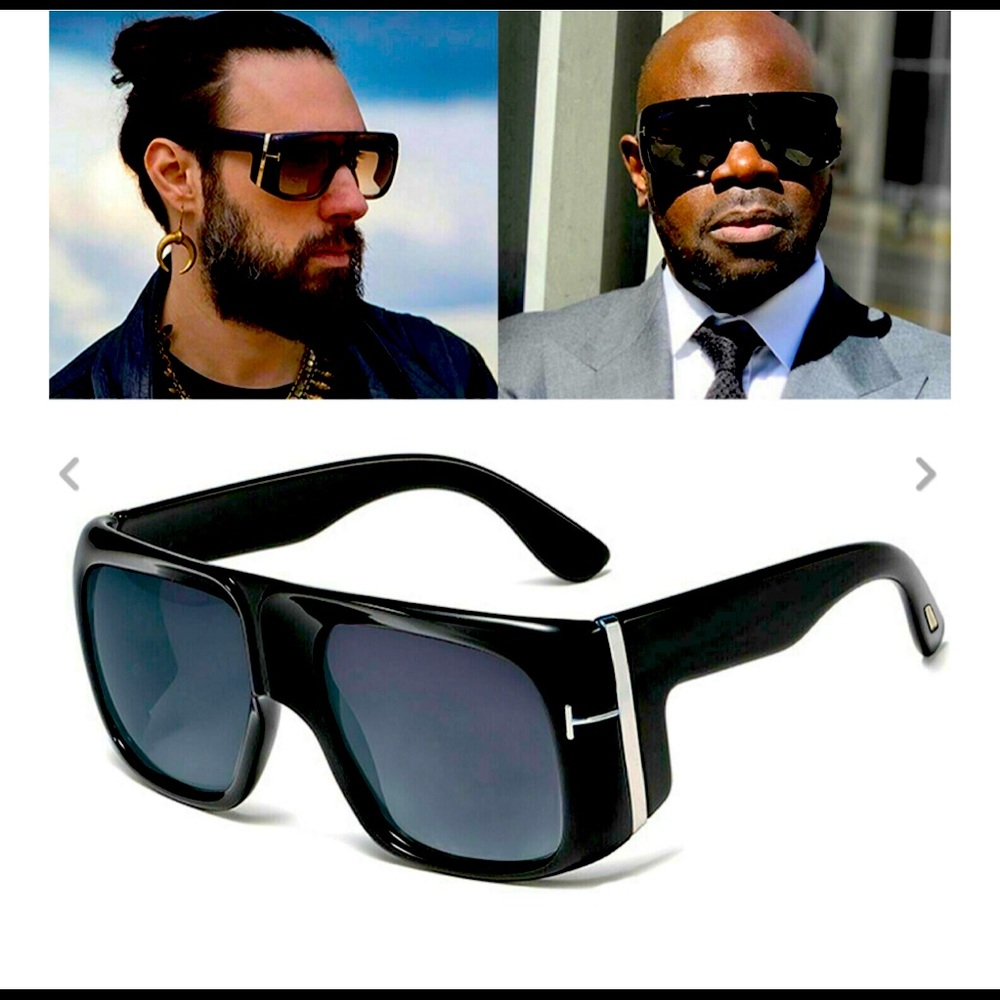 Men Sunglasses Fashion Elegant Square Thick Frame Dark Black Lens New Style 2022